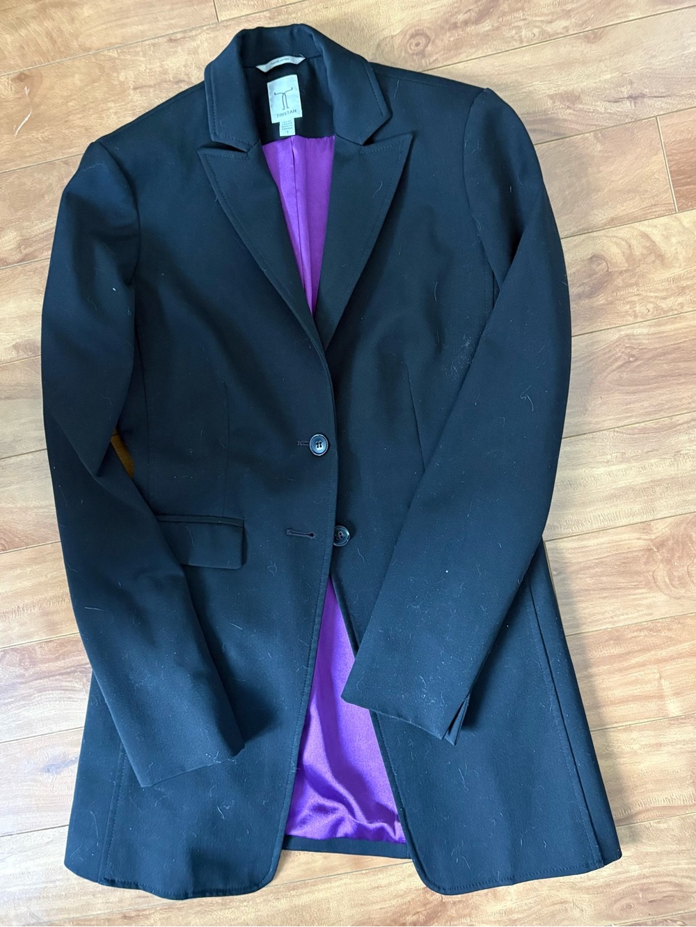 Tristan Black Tailored Blazer with Purple Lining